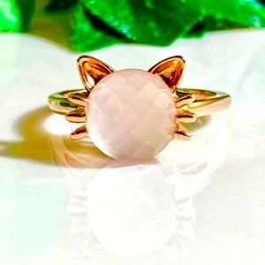 18K Rose Gold/ 925 Rose Quartz Kitty Ring